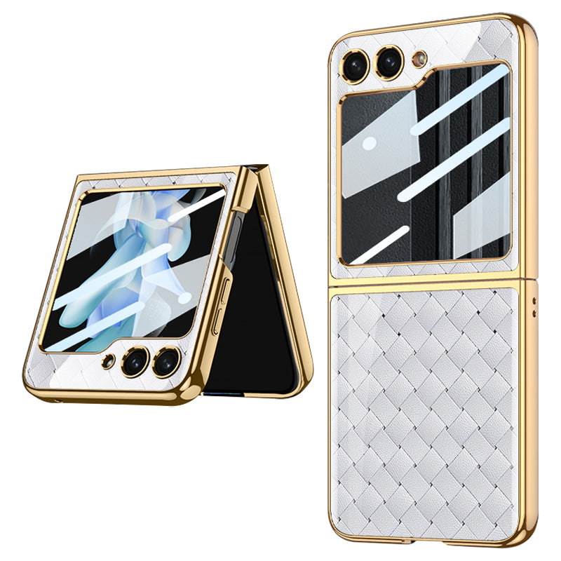 GKK Pattern Printing Hard PC Case for Samsung Galaxy Z Flip5 5G Anti-Drop Phone Shell Built-In Tempered Glass Film GKK Pattern Printing Hard PC Case for Samsung Galaxy Z Flip5 5G Anti-Drop Phone Shell Built-In Tempered Glass Film
